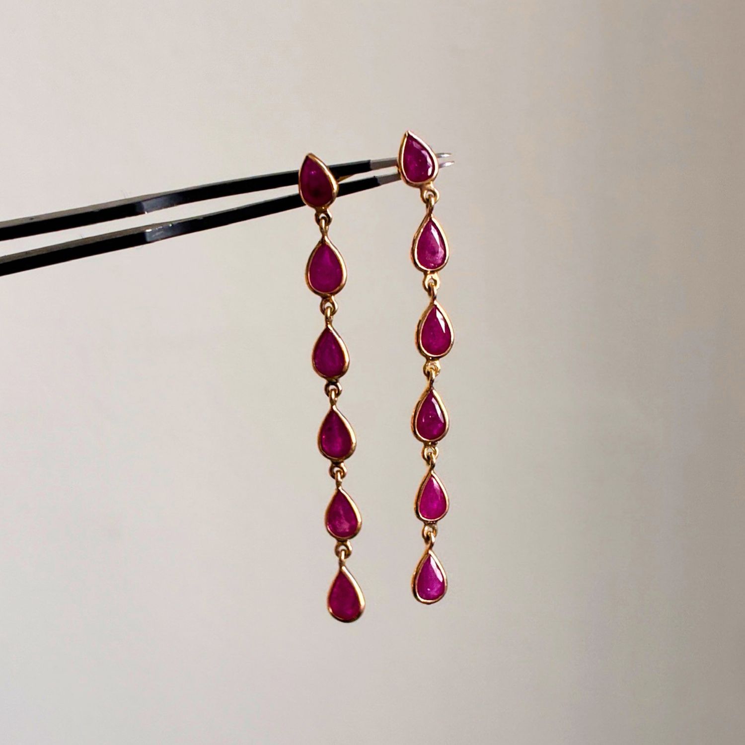 Ruby Teardrop Dangle Earrings