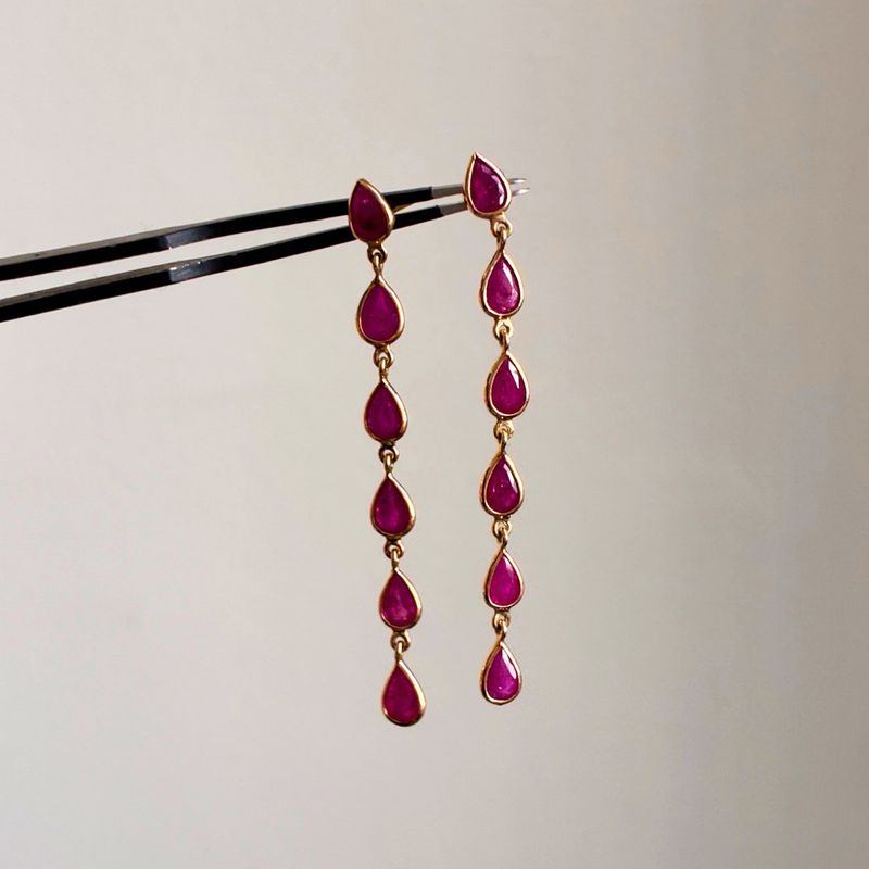 Ruby Teardrop Dangle Earrings