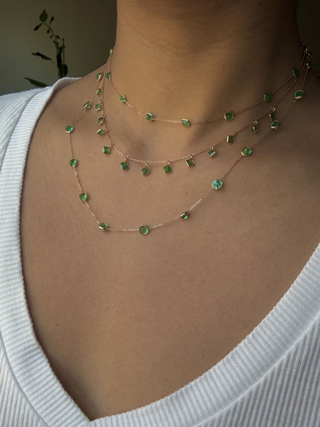 Emerald Station Necklace