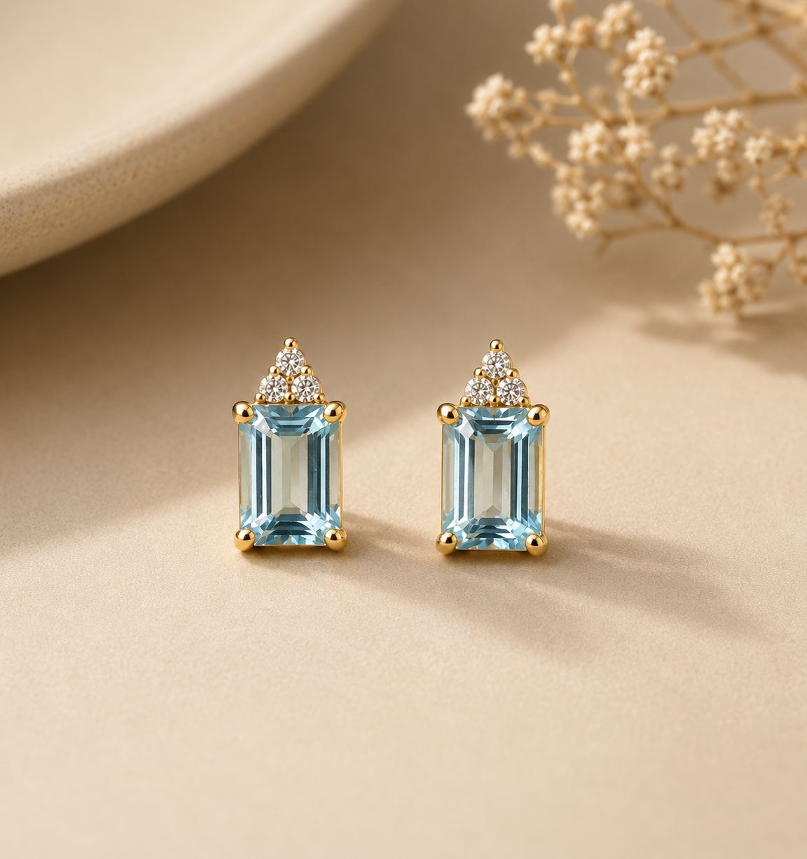 Aquamarine Princess Studs