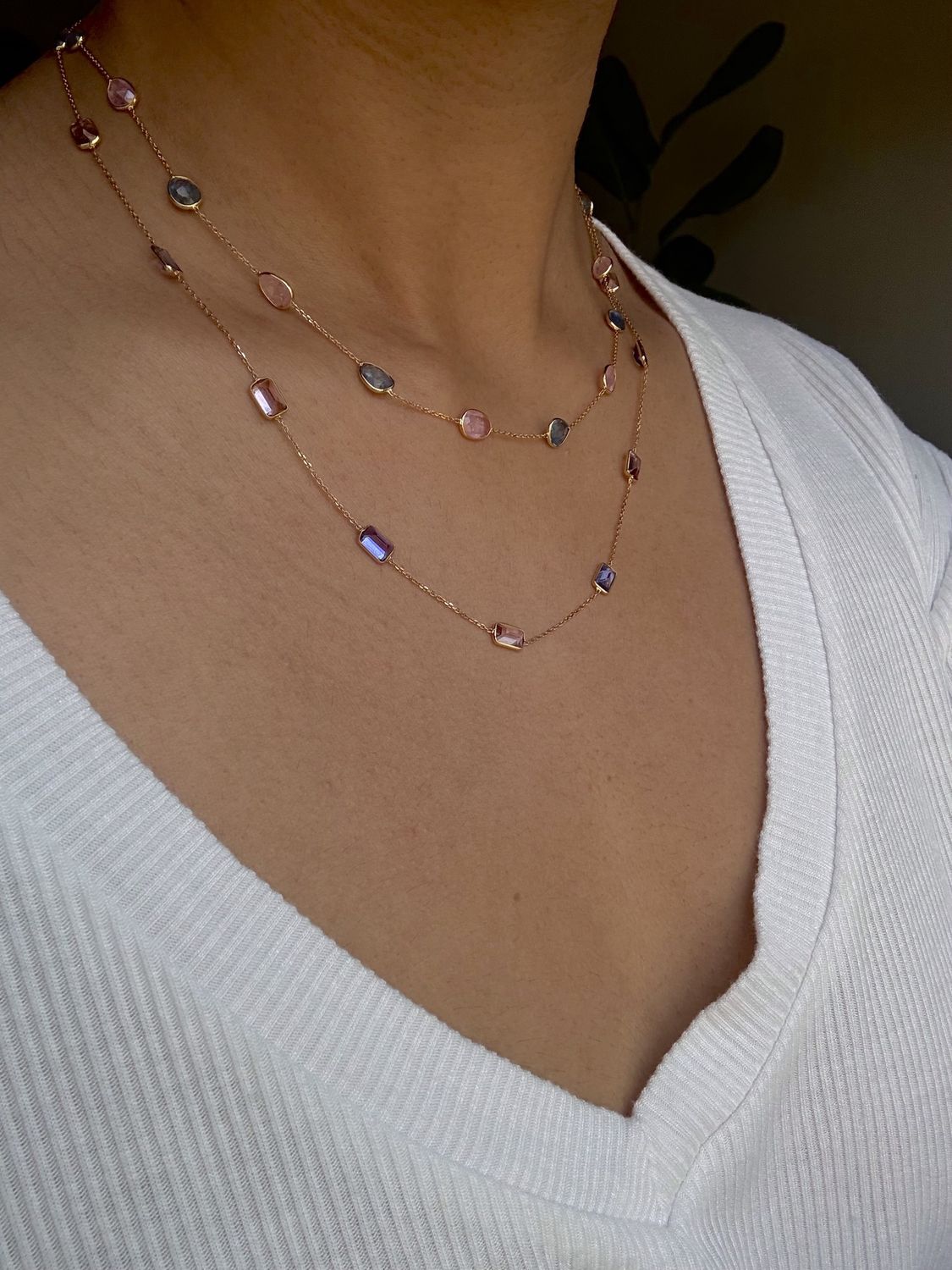 Blue and Pink Sapphire Necklace