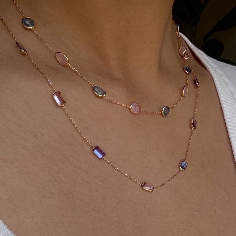 Blue and Pink Sapphire Necklace