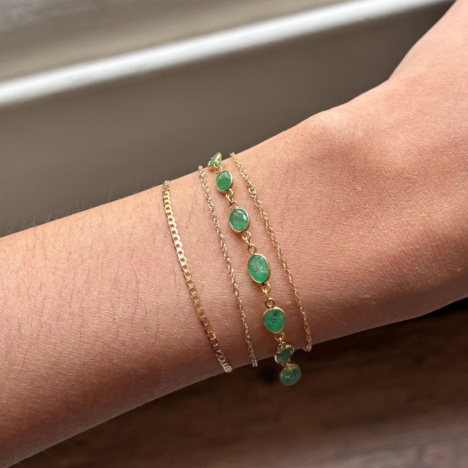 Oval Emerald Chain Bracelet