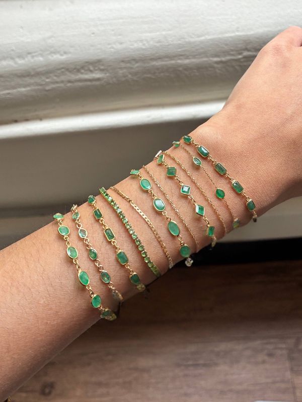 Oval Emerald Chain Bracelet