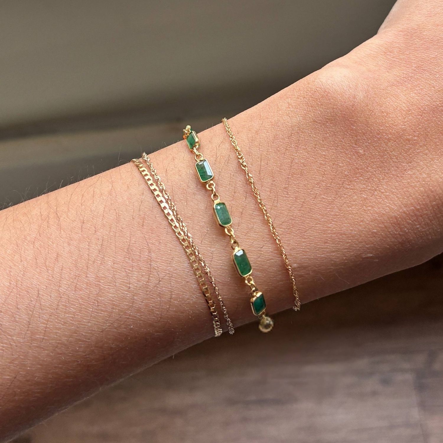 Baguette Emerald Chain Bracelet