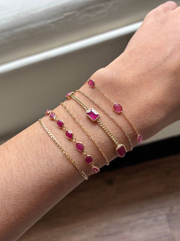 Oval Ruby Chain Bracelet