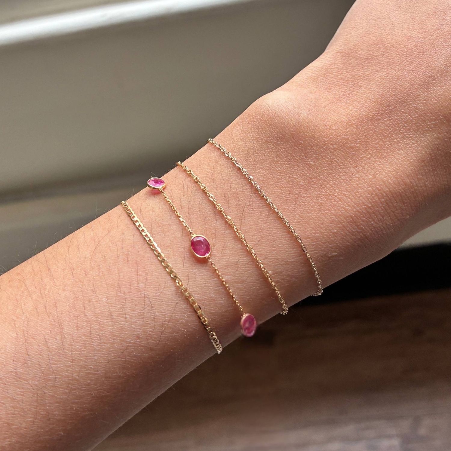 Oval Ruby Chain Bracelet
