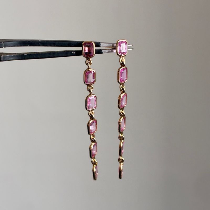 Sapphire Bezel Dangle Earrings