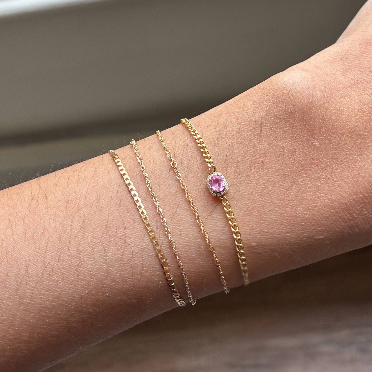 Pink Sapphire Halo Bracelet