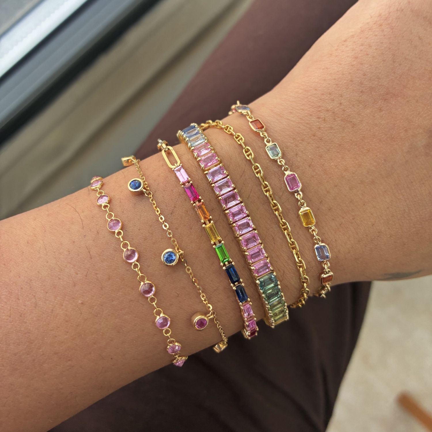 Rainbow Gradient Sapphire Tennis Bracelet