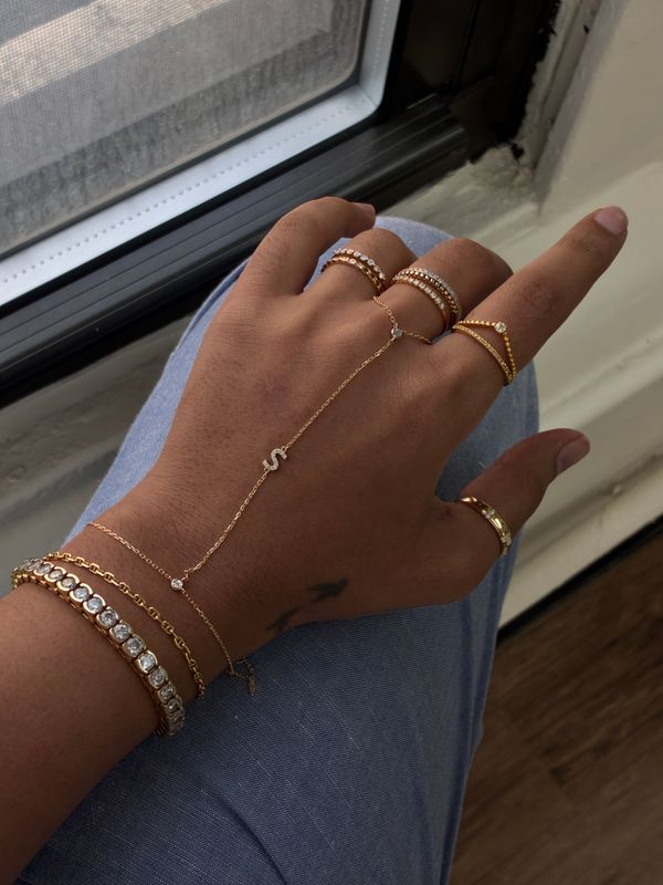 Diamond Initial Hand Chain