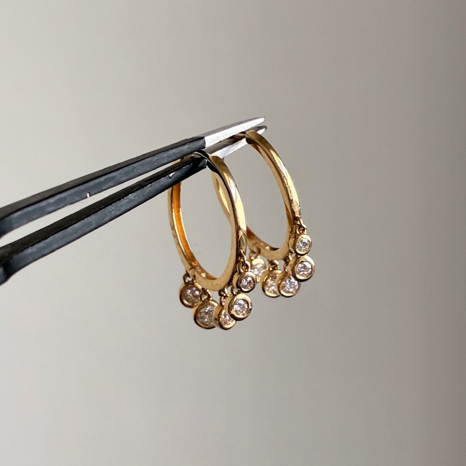 Diamond Dangle Hoops