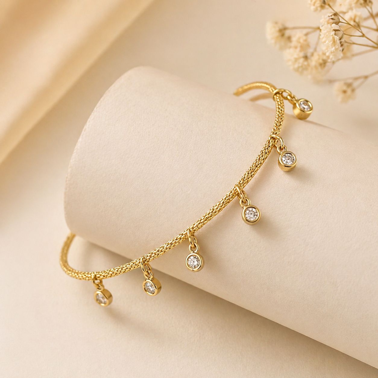 Adjustable Diamond Drop Bangle