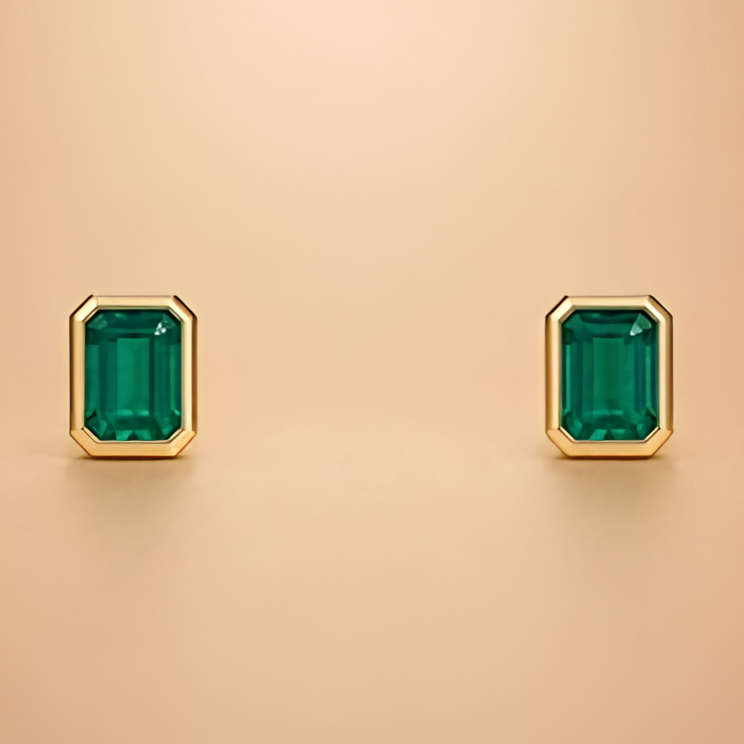 Emerald Rectangle Bezel Studs