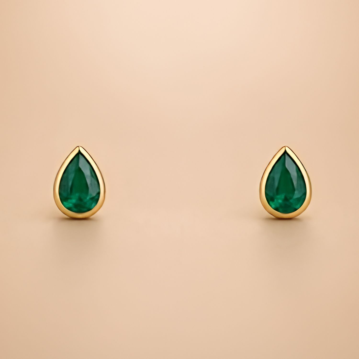 Emerald Pear Bezel Studs