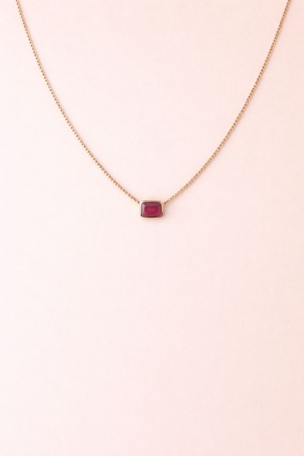 Stationary Ruby Bezel Necklace