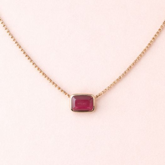 Stationary Ruby Bezel Necklace