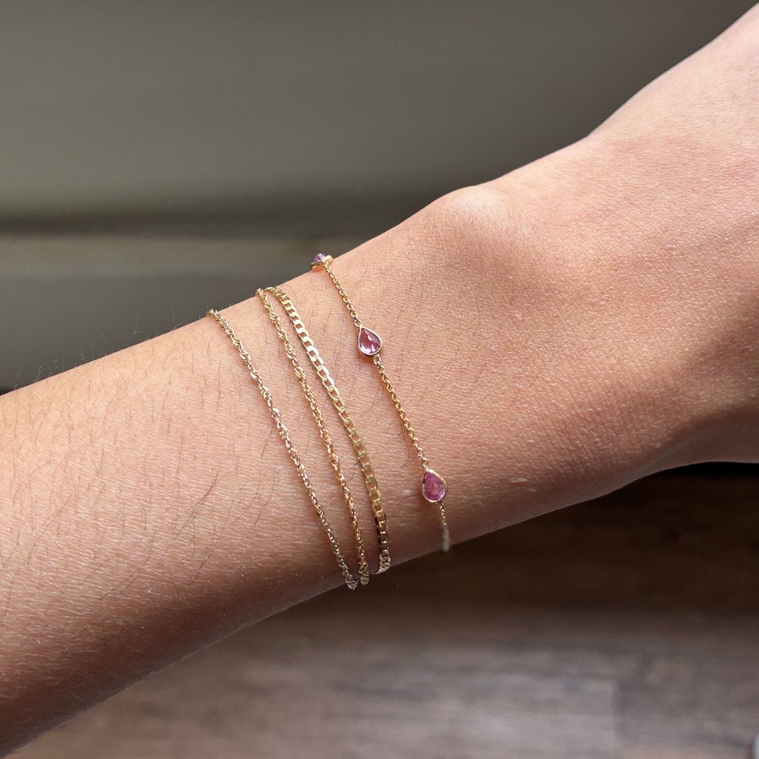 Pink Sapphire Teardrop Bracelet