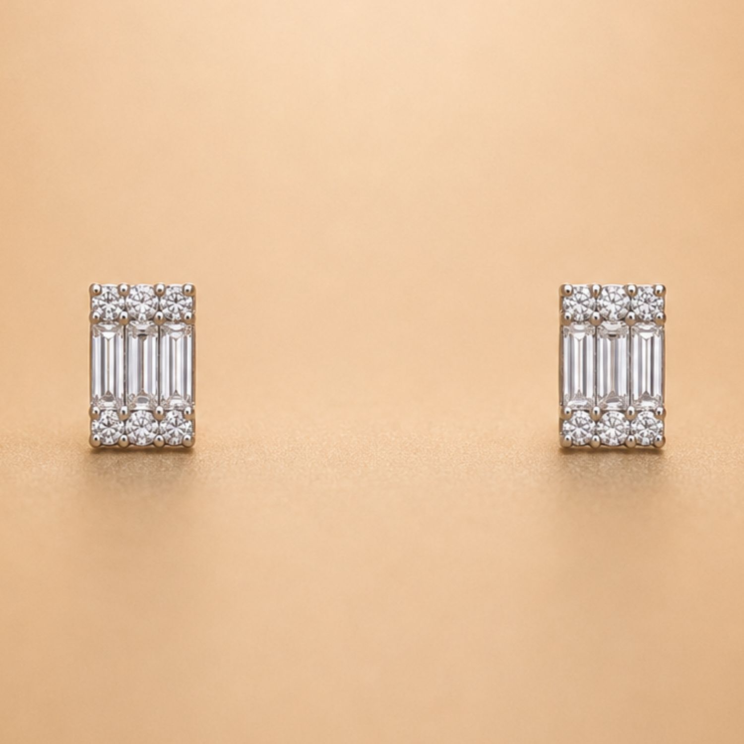 Diamond Cluster Stud Earrings, Colour: D: 0.2ct/14KY: 1.43g
