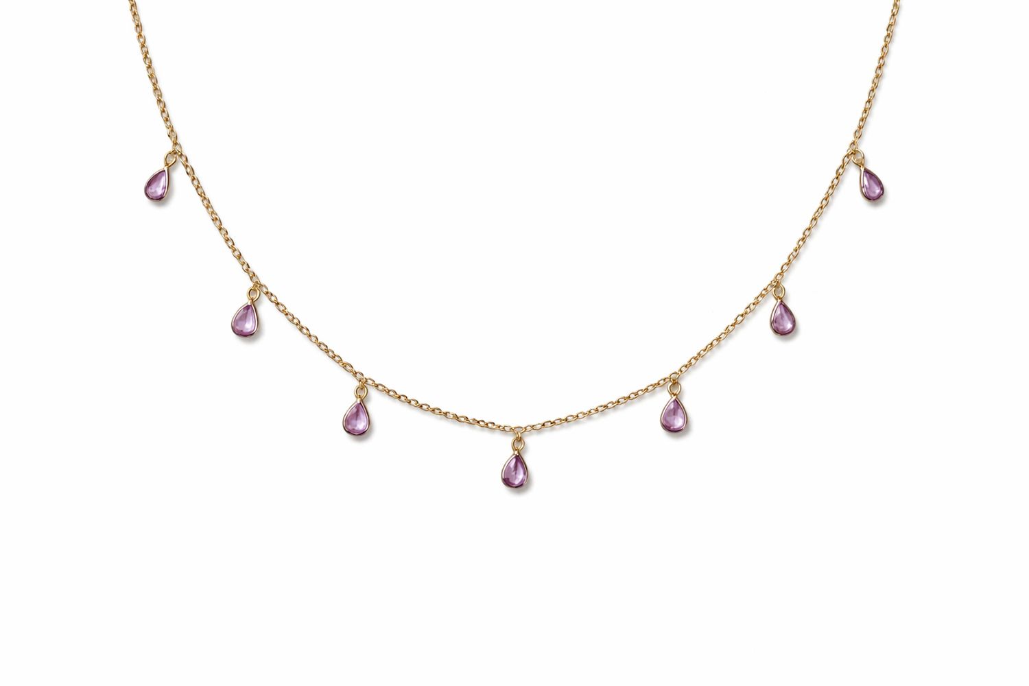 Pink Sapphire Drop Necklace