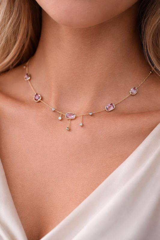 Pink Sapphire Princess Necklace