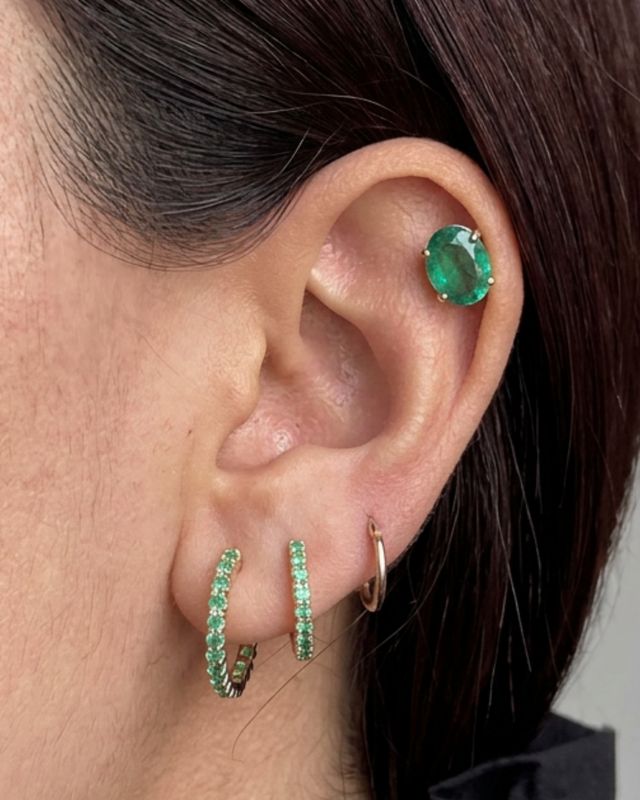 Oval Emerald Studs