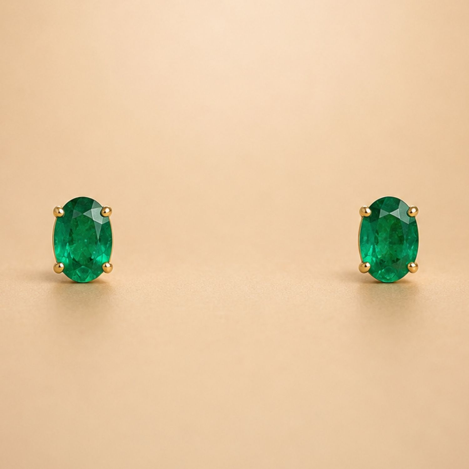 Oval Emerald Studs
