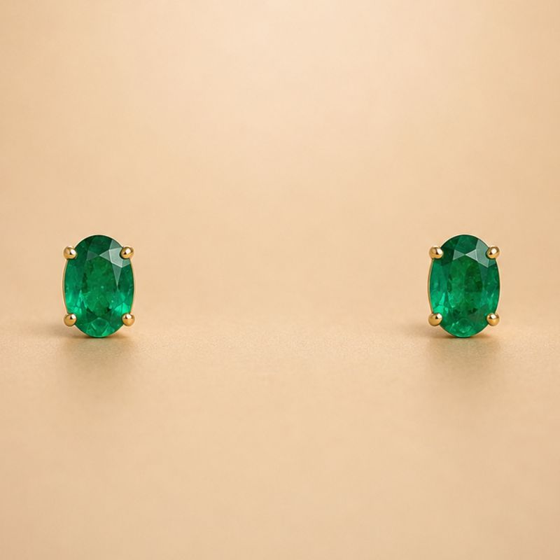 Oval Emerald Studs