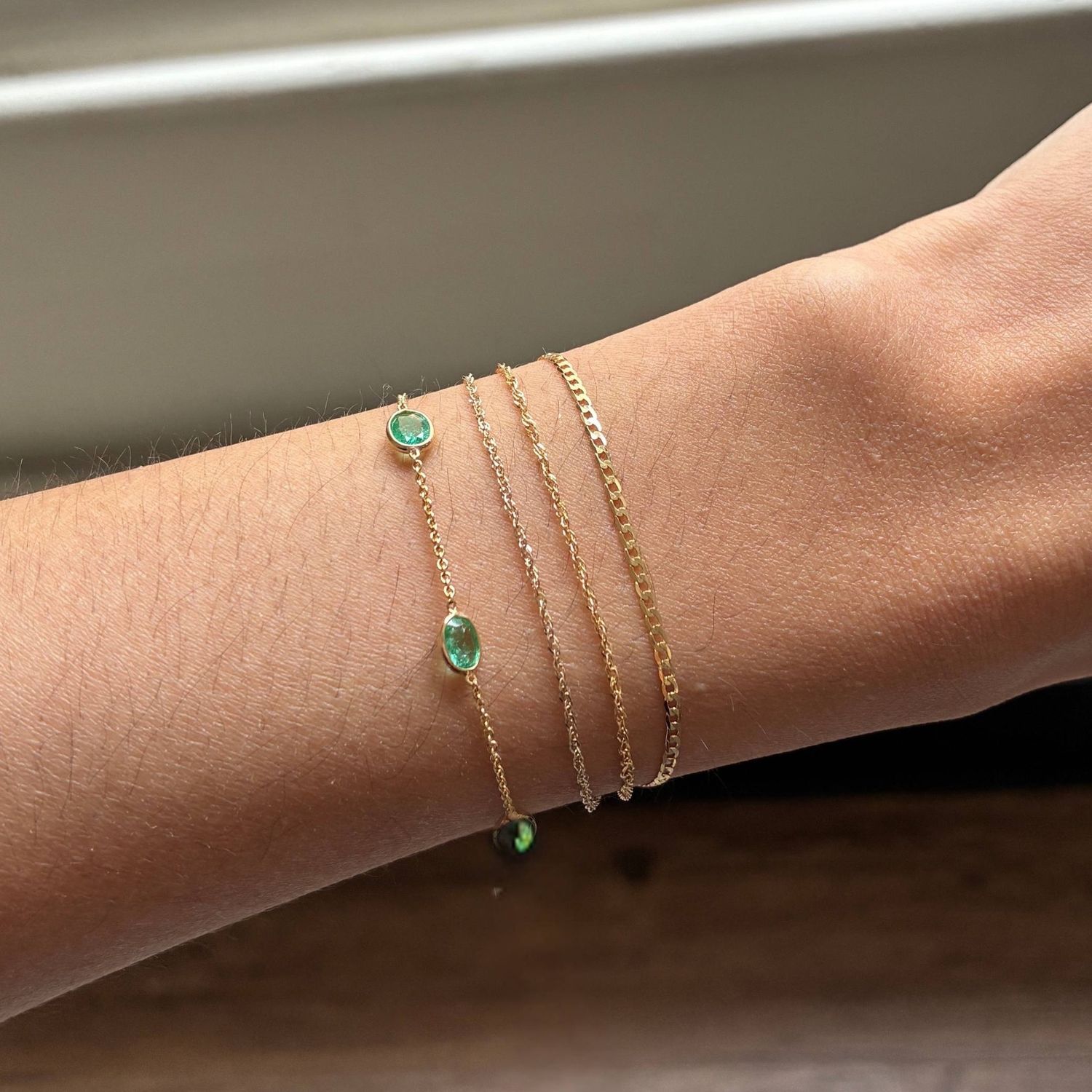 Petite Emerald Oval Station Bracelet