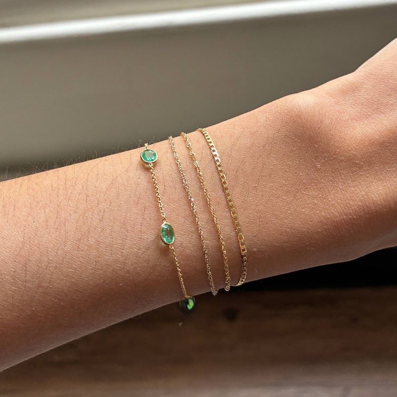 Petite Emerald Oval Station Bracelet