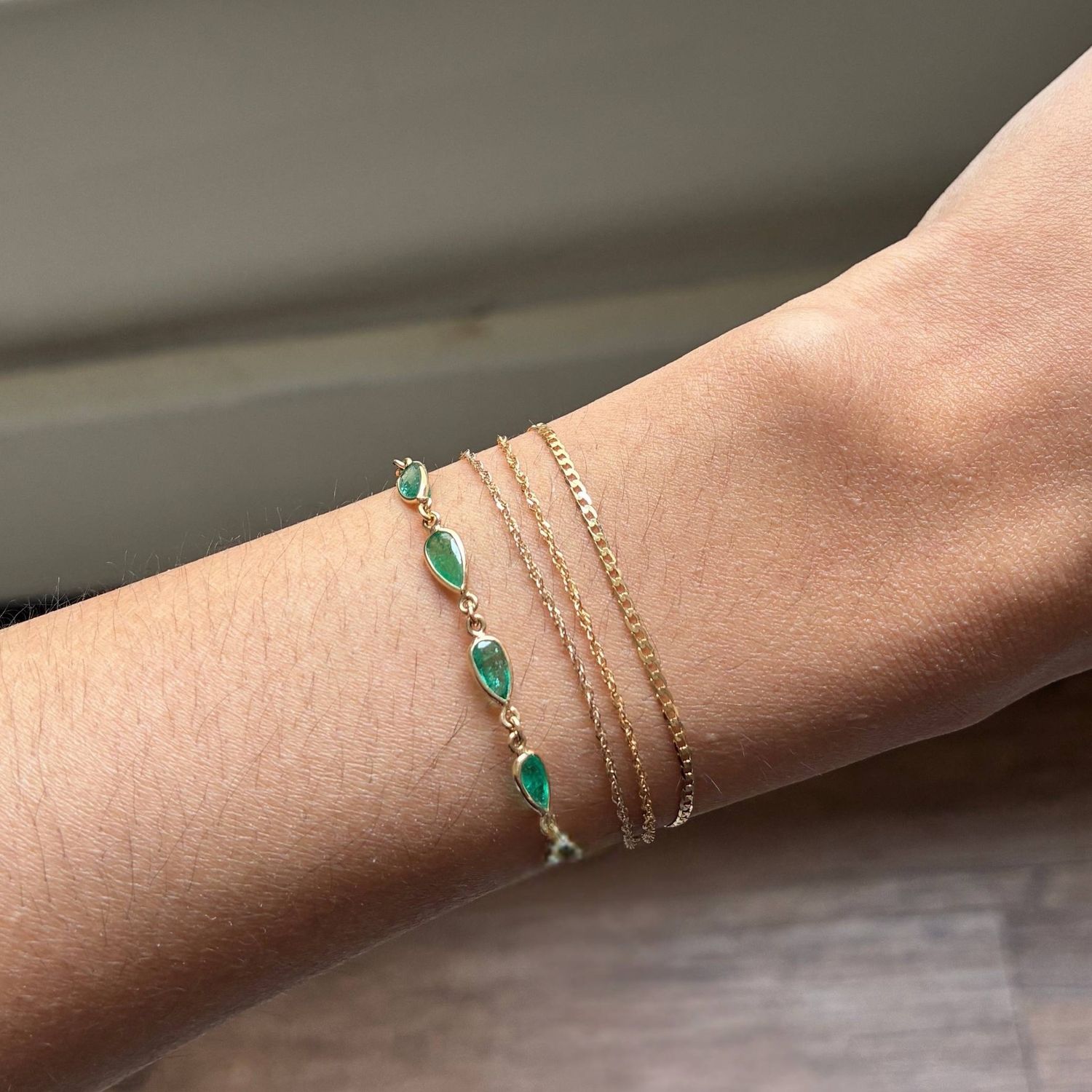 Emerald Teardrop Link Bracelet