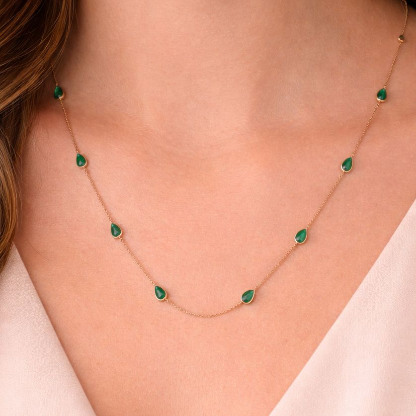 Medium Stationary Emerald Necklace