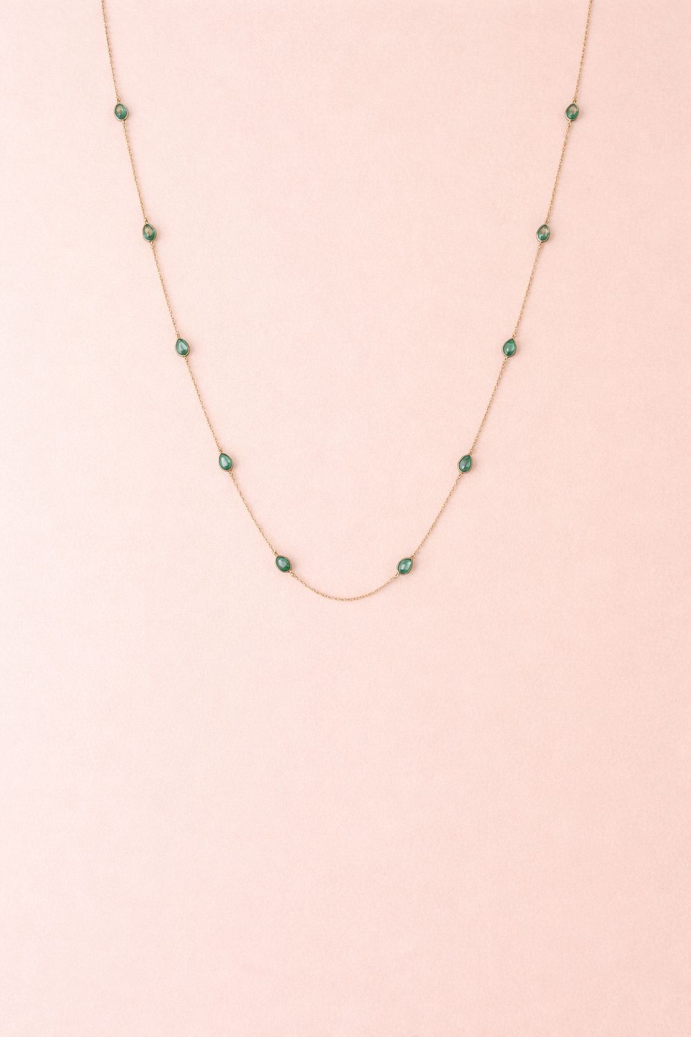 Mini Stationary Emerald Pear Necklace