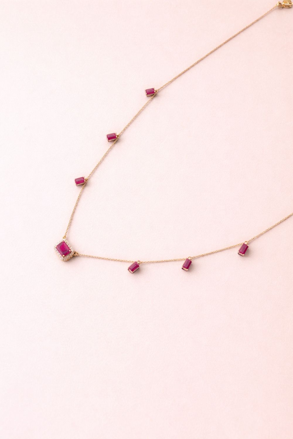 Ruby Solitaire and Dangle Necklace