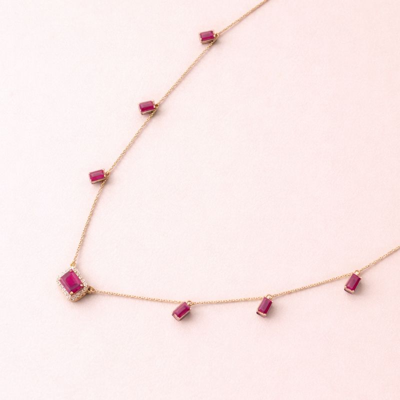 Ruby Solitaire and Dangle Necklace