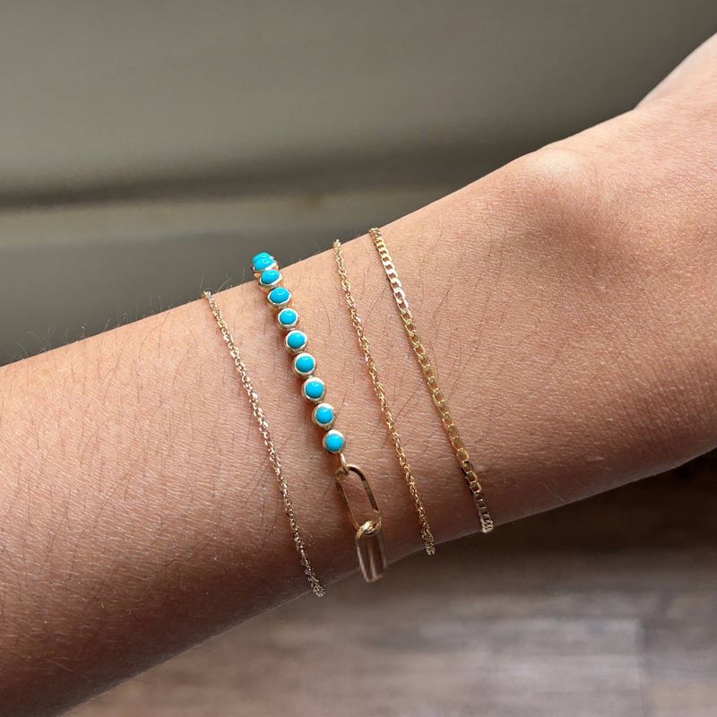 Round Gemstone Half Paperclip Bracelet