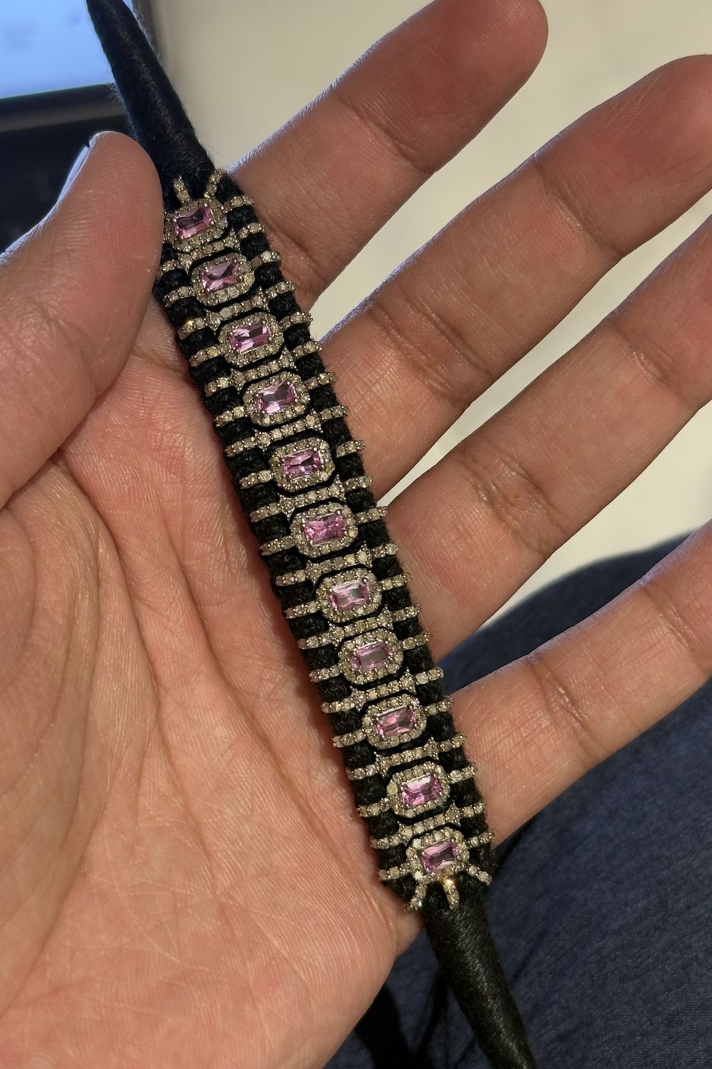 Bloomara Macrame Bracelet, Colour: SIL BLK PS-3.09ct D-4ct/13.48g