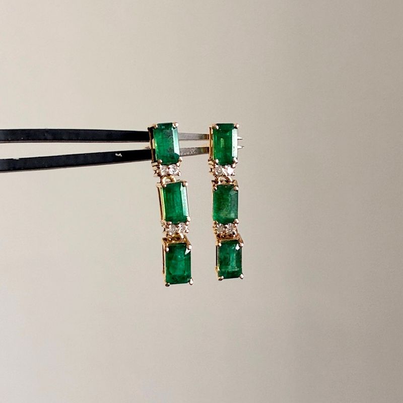 Emerald Block Drop Studs