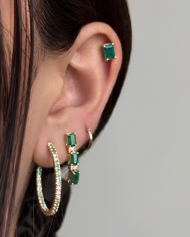 Emerald Block Drop Studs