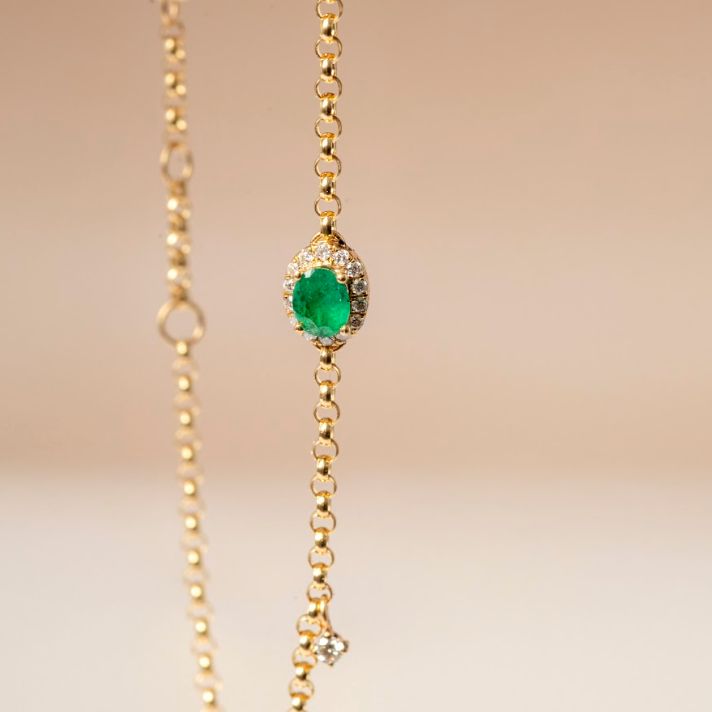 Mini Emerald Halo Necklace