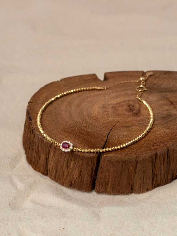 Beaded Gemstone Halo Bangle
