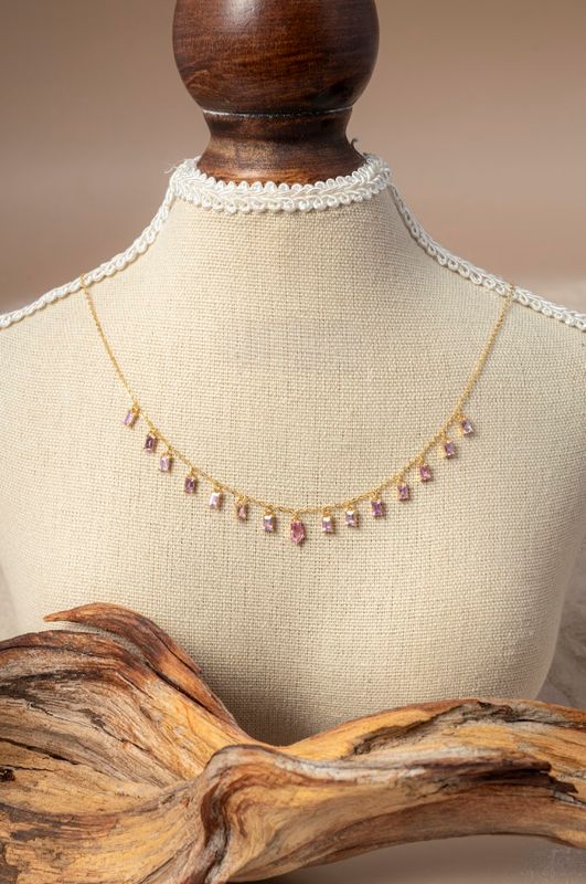 Pink Sapphire Dangle Necklace