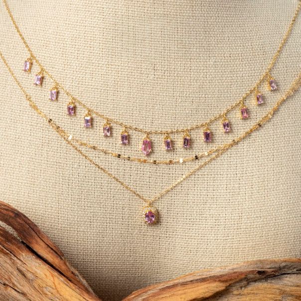 Pink Sapphire Dangle Necklace