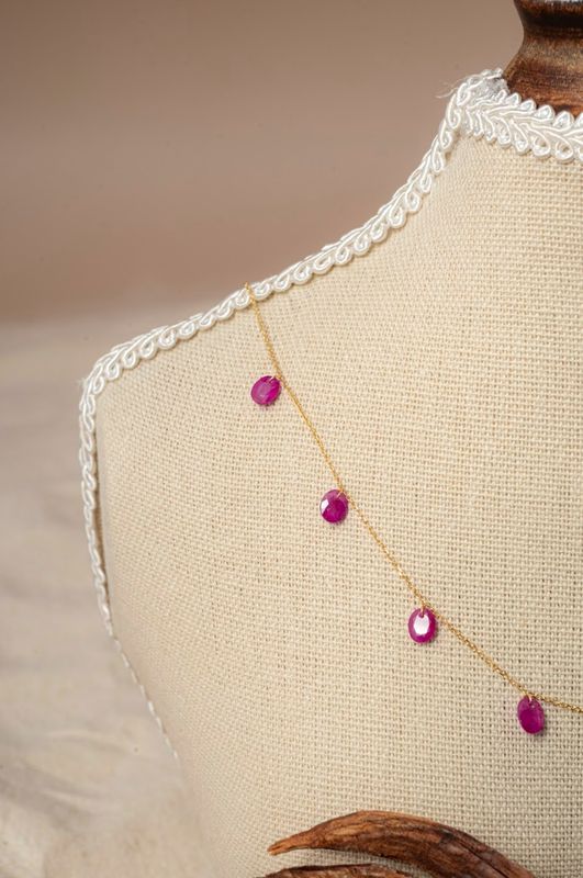 Pierced Ruby Dangle Necklace
