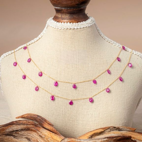 Pierced Ruby Dangle Necklace