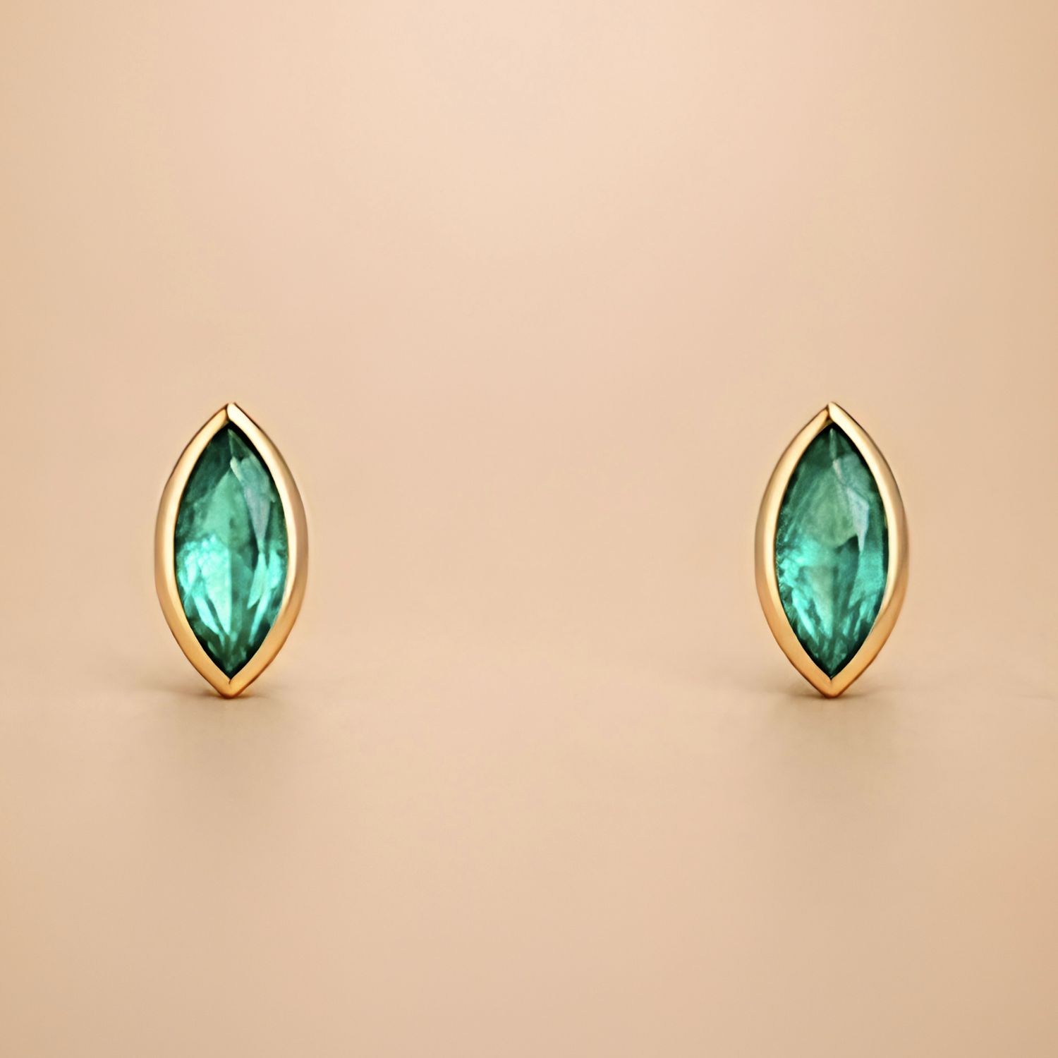 Emerald Petal Bezel Studs