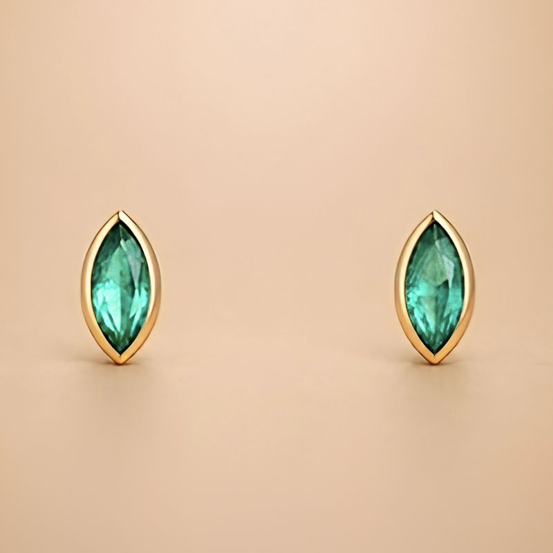 Emerald Petal Bezel Studs