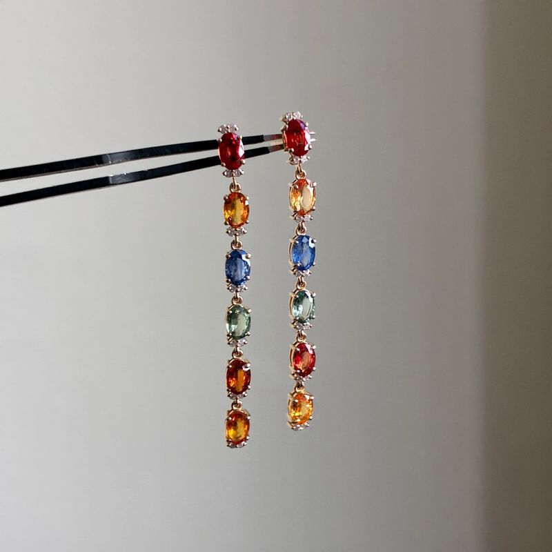 Rainbow Sapphire Drop Earrings
