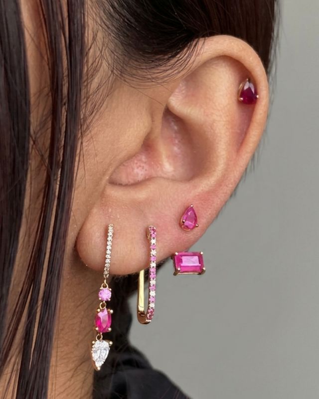 Gemstone Ear Jacket Studs