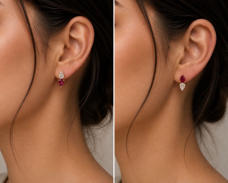 Asymmetric Ruby Studs